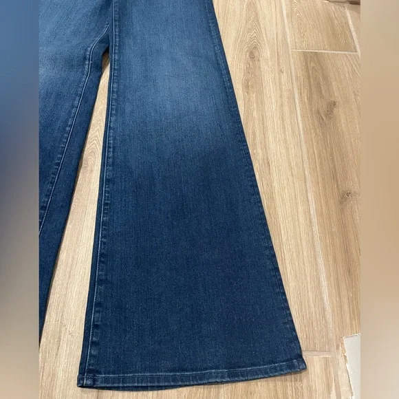 Mother The Hustler Roller Heel High Waisted Wide Leg 70’s Blue Jeans 33” Sz 26/4 - Picture 7 of 16